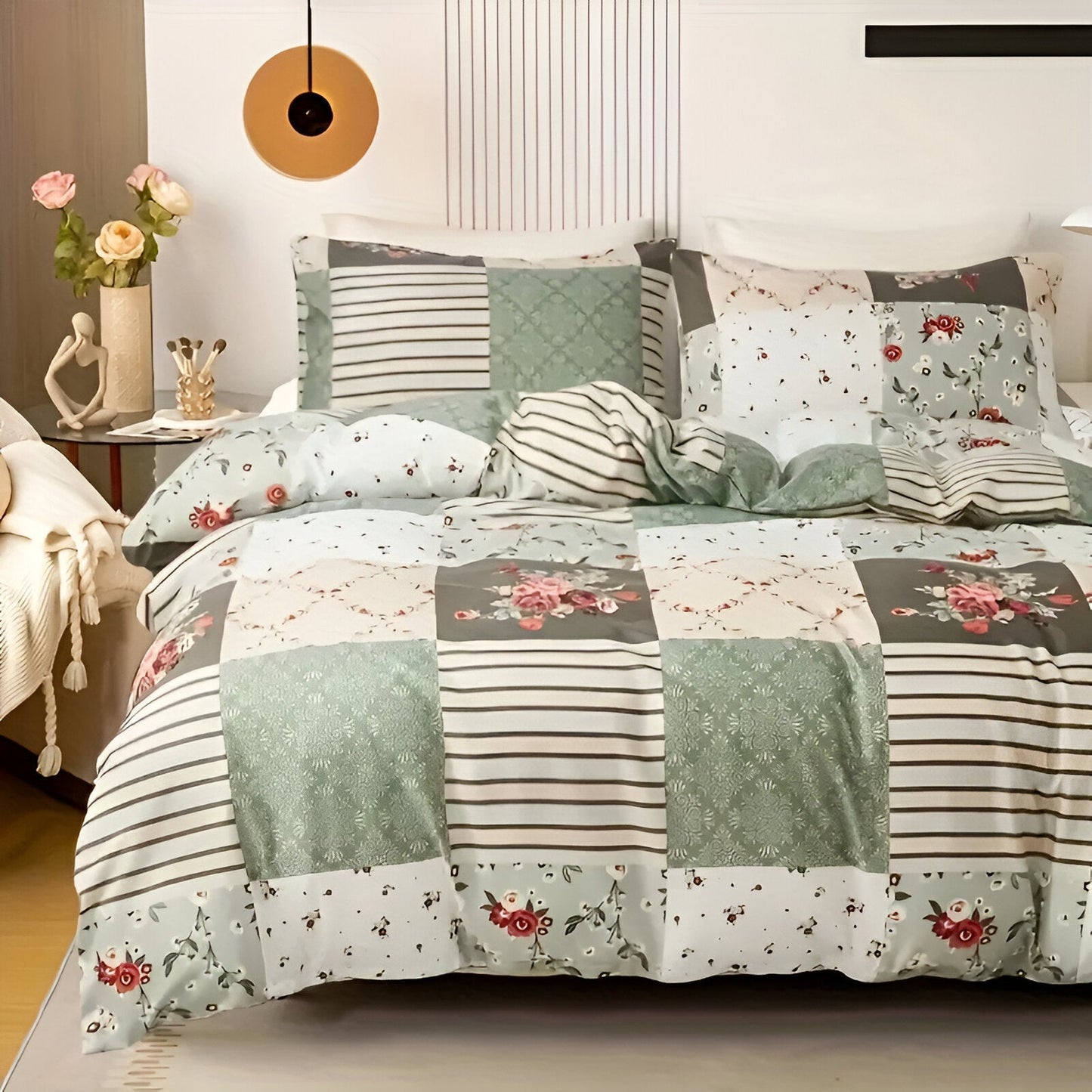 Komplet pościeli bawełnianej 160x200 – Elegancki zestaw z kwiatowym wzorem do sypialni, komfortowy i stylowy dodatek 2