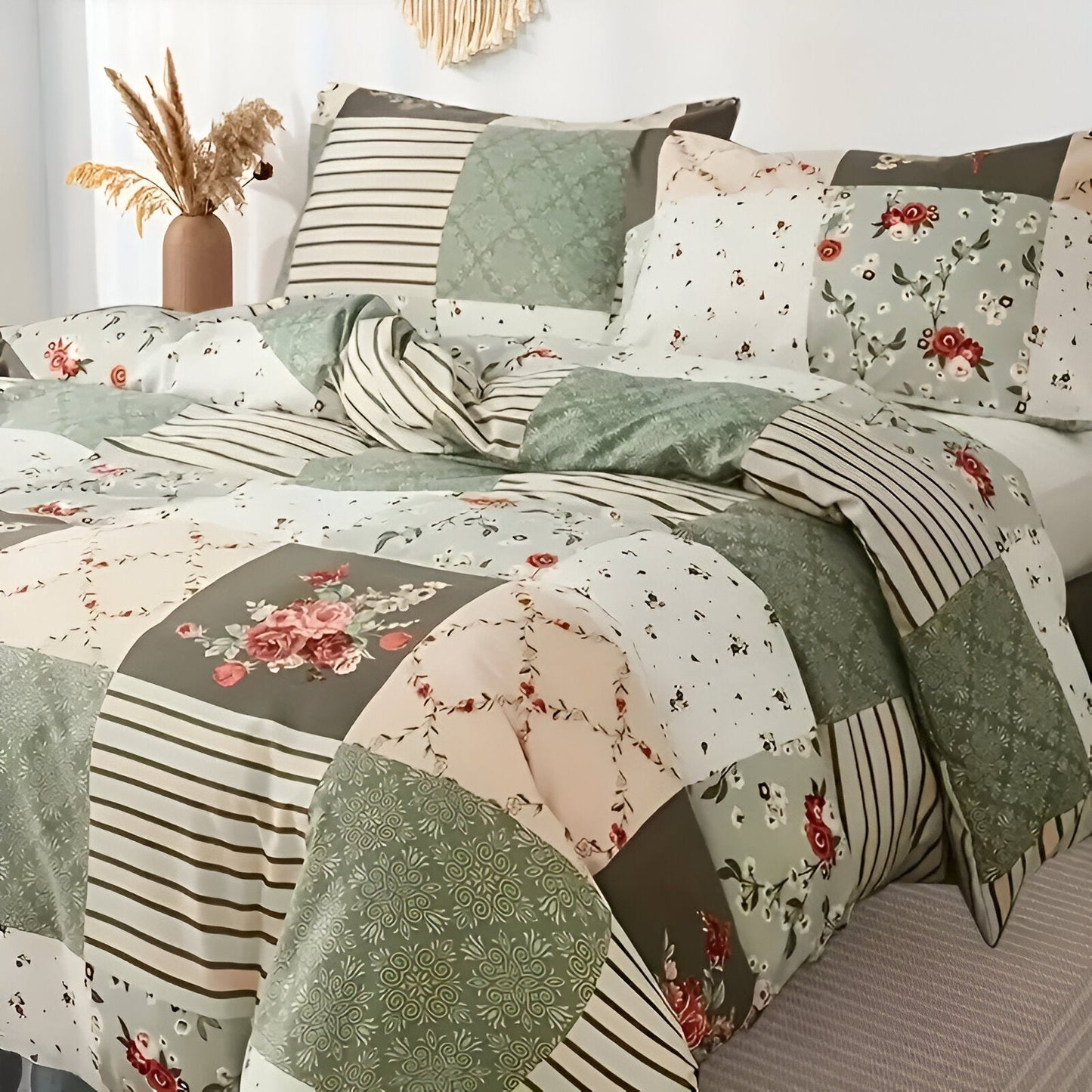 Komplet pościeli bawełnianej 160x200 – Elegancki zestaw z kwiatowym wzorem do sypialni, komfortowy i stylowy dodatek 6