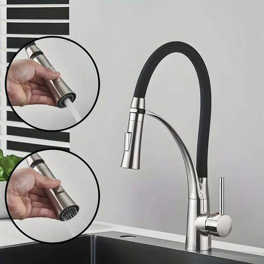 Kran kuchenny ze stali nierdzewnej – 360° obrotowy z wyciąganą wylewką do łatwego mycia dużych naczyń 0