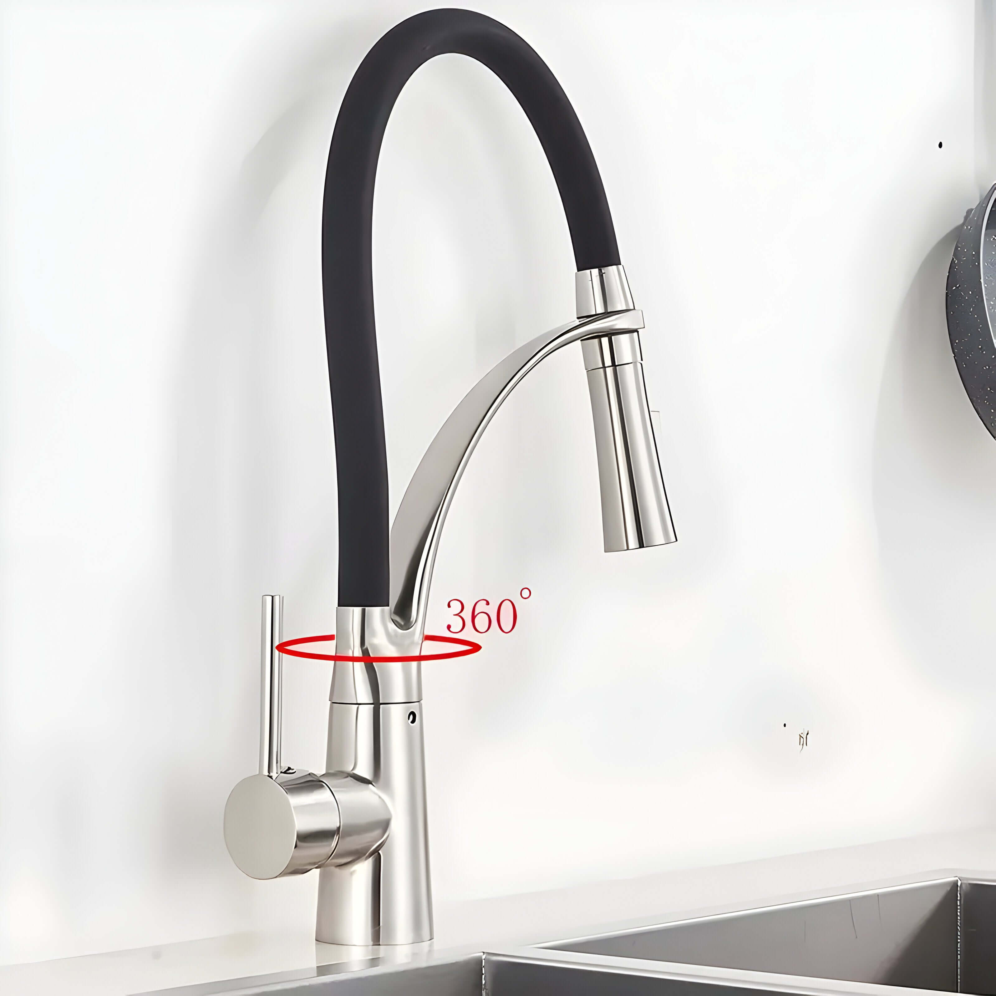 Kran kuchenny ze stali nierdzewnej – 360° obrotowy z wyciąganą wylewką do łatwego mycia dużych naczyń 4