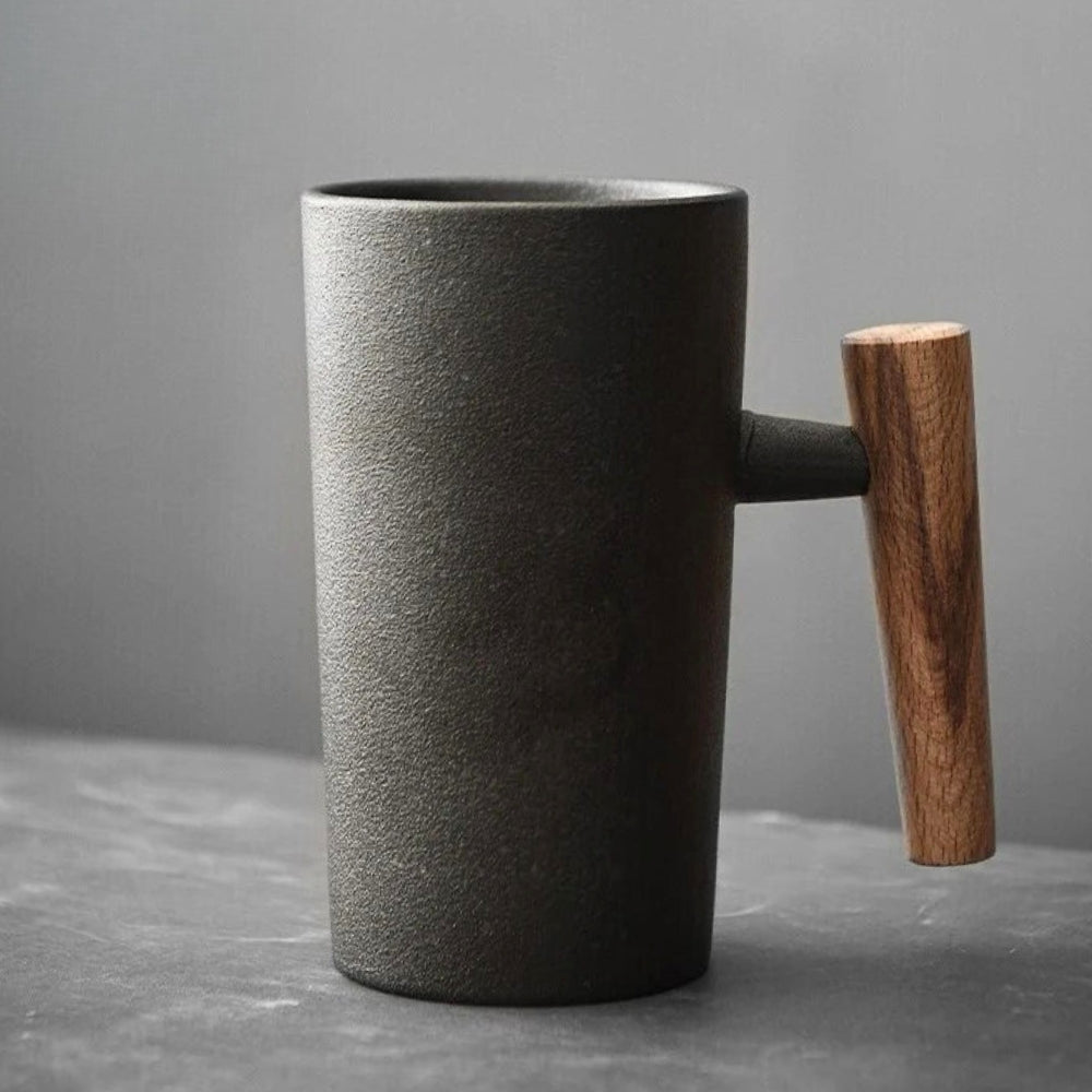 Kubki do Kawy Nordic Earth z Ceramiki i Drewna, Pojemność 220 mL, Naturalny Design z Ergonomicznym Uchwytam 0