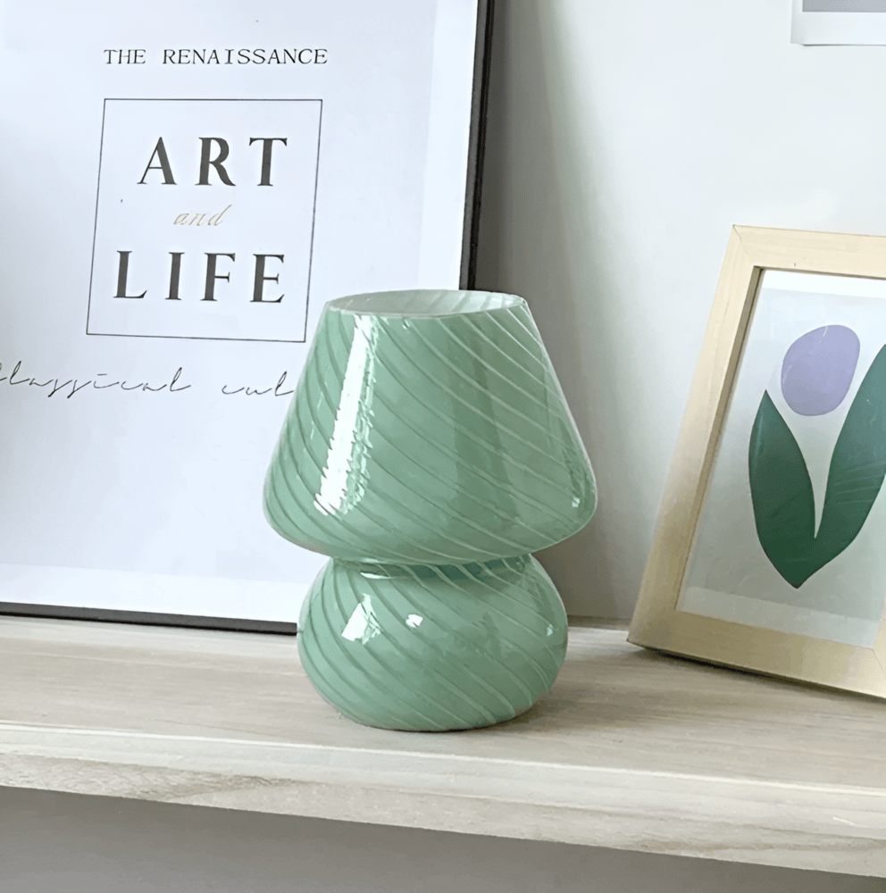 Lampa Biurkowa Vintage z Ręcznie Wytwarzanego Szkła, 3 Temperatury Barwowe, Kompaktowa, z Portem USB – Striped Glow 1