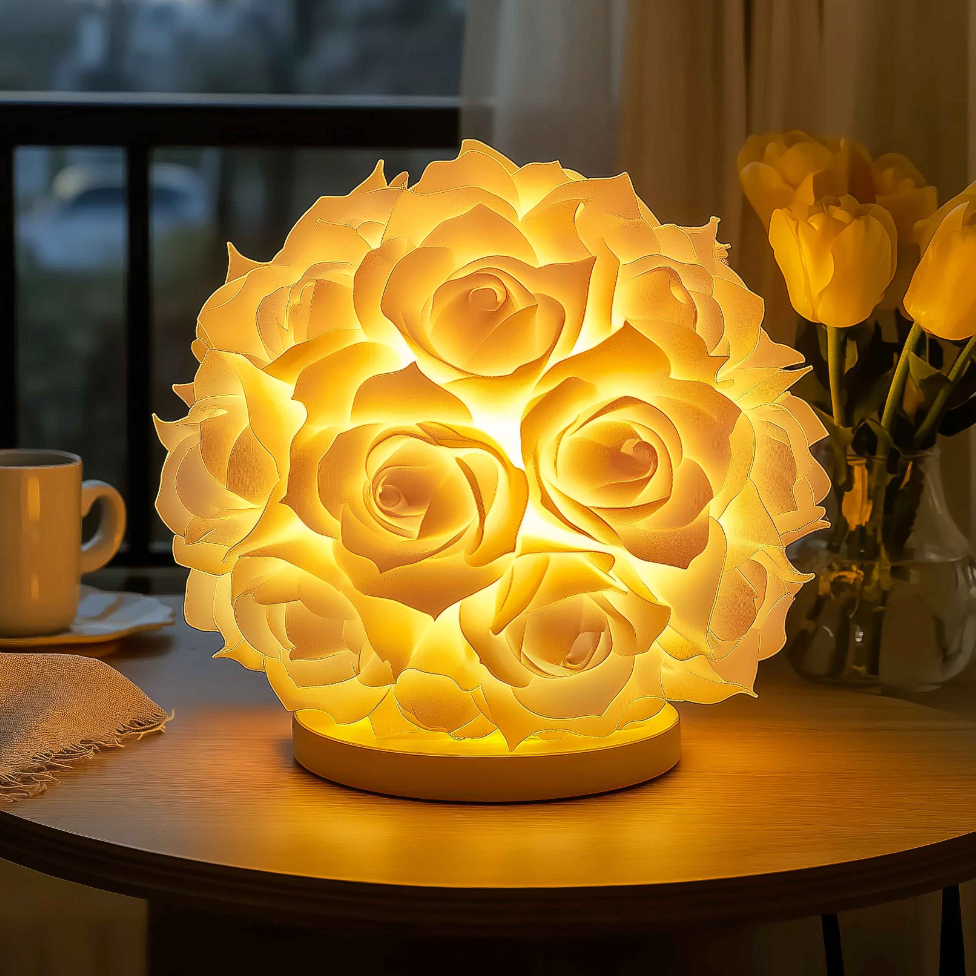 Lampa Ozdobna LED w Kształcie Róży z Ciepłym Światłem, 24 cm – Nowoczesny Element Dekoracyjny do Wnętrz 2