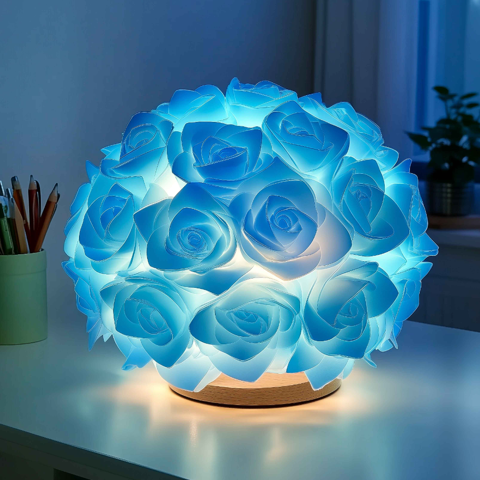 Lampa Ozdobna LED w Kształcie Róży z Ciepłym Światłem, 24 cm – Nowoczesny Element Dekoracyjny do Wnętrz 3