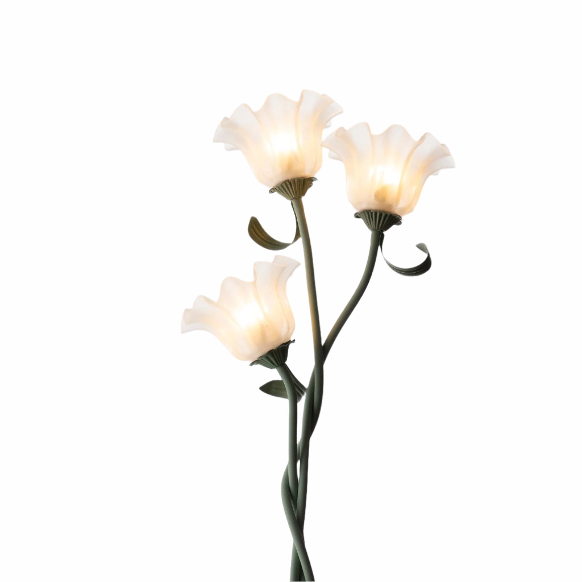 Lampa Podłogowa Calla Flowers z Białymi Kwiatami i Zielonym Stelażem – Elegancka Lampa do Salonów i Sypialni 0