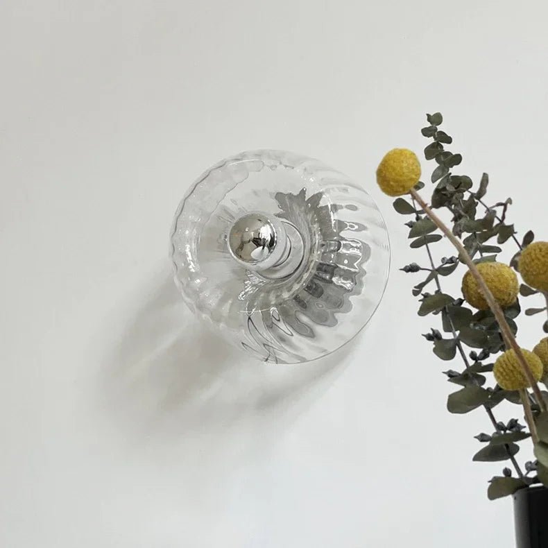 Lampa Ścienna Bauhaus w Stylu Skandynawskim, Szklana Kinkiet Ścienny do Nowoczesnych Wnętrz, Metal i Szkło, E14, Ø16cm 5