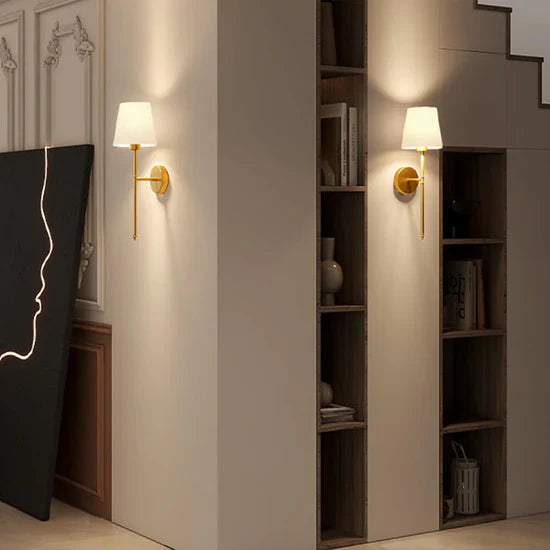 Lampa Ścienna Bezprzewodowa z Eleganckim Abażurem – Kinkiet Ścienny LED w Kolorze Czarnym, Złotym lub Srebrnym 2