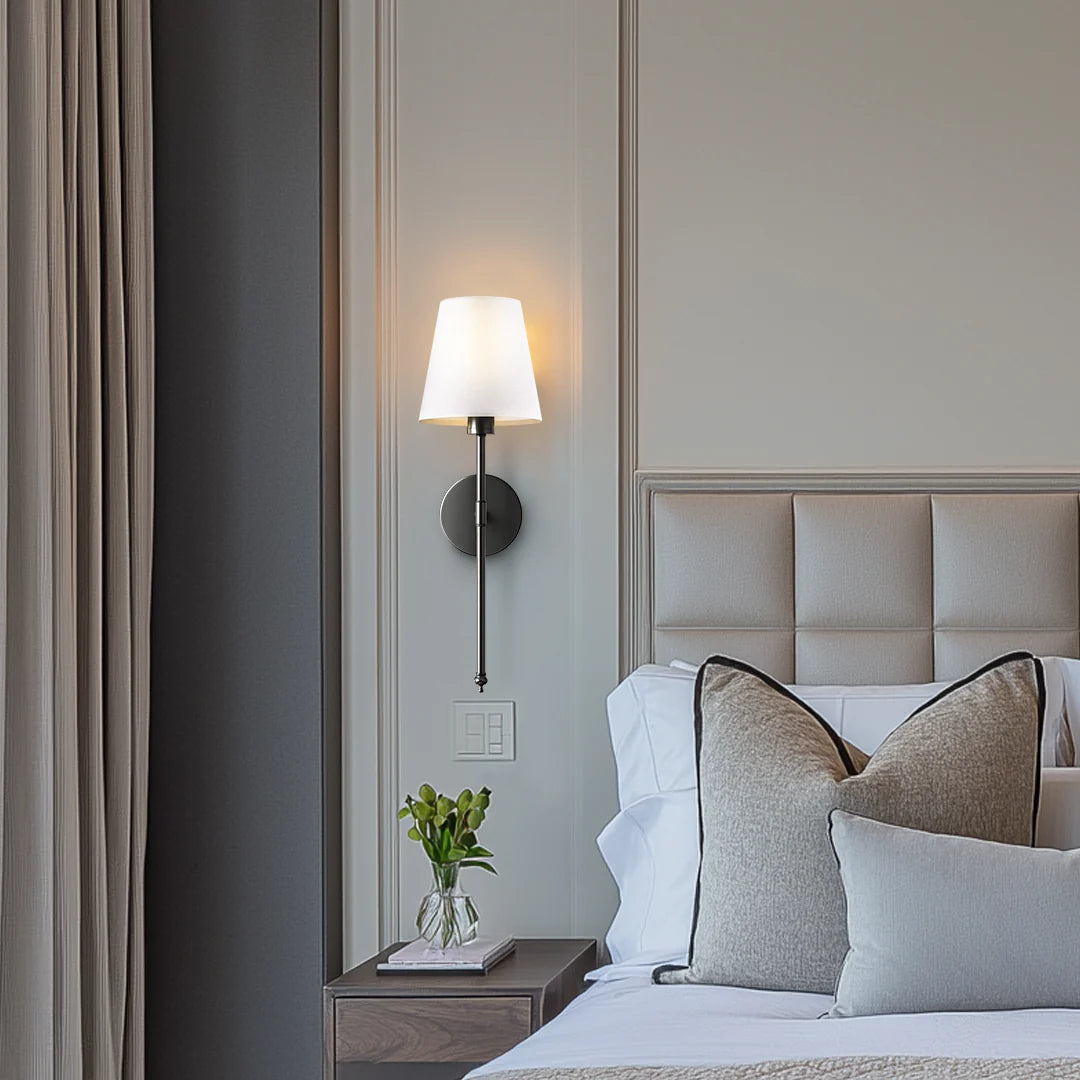 Lampa Ścienna Bezprzewodowa z Eleganckim Abażurem – Kinkiet Ścienny LED w Kolorze Czarnym, Złotym lub Srebrnym 5