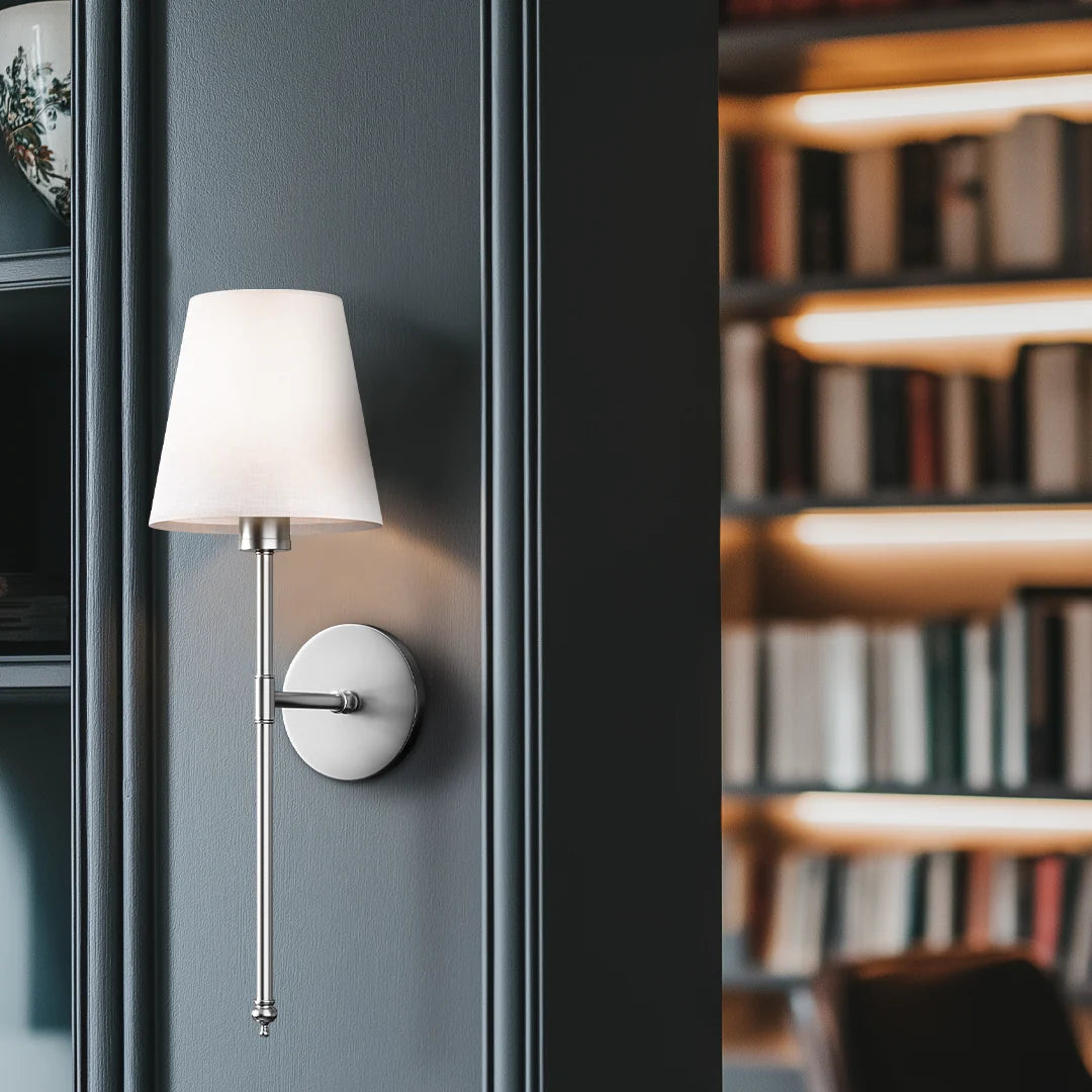 Lampa Ścienna Bezprzewodowa z Eleganckim Abażurem – Kinkiet Ścienny LED w Kolorze Czarnym, Złotym lub Srebrnym 8