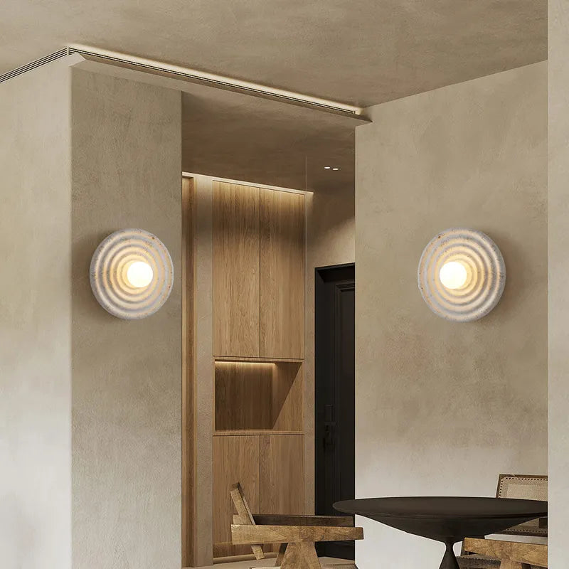 Lampa Ścienna Espen, Okrągła Kinkiet Ścienny Beżowy, 22 cm – Nowoczesny Minimalistyczny Design do Sypialni i Przedpokoju 3