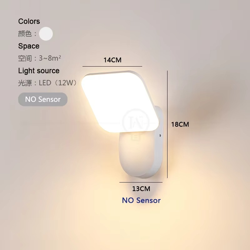 Lampa Ścienna LED z Czujnikiem Ruchu, Energooszczędna Lampa Zewnętrzna z Automatycznym Włączaniem, Nowoczesny Kinkiet Ścienny 8