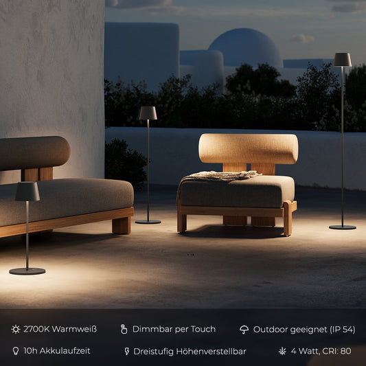 Lampa Stojąca LED Czarna – Regulowana Wysokość do Salonu i na Zewnątrz | Nowoczesne Oświetlenie Bezprzewodowe 1