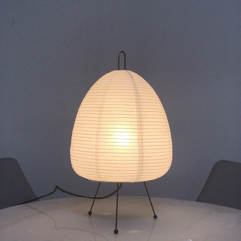 Lampa Stołowa Japońska z Papieru Ryżowego i Żelazną Podstawą – Retro Lampy Stołowe do Salonu i Sypialni 0