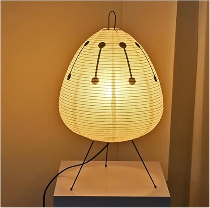 Lampa Stołowa Japońska z Papieru Ryżowego i Żelazną Podstawą – Retro Lampy Stołowe do Salonu i Sypialni 10