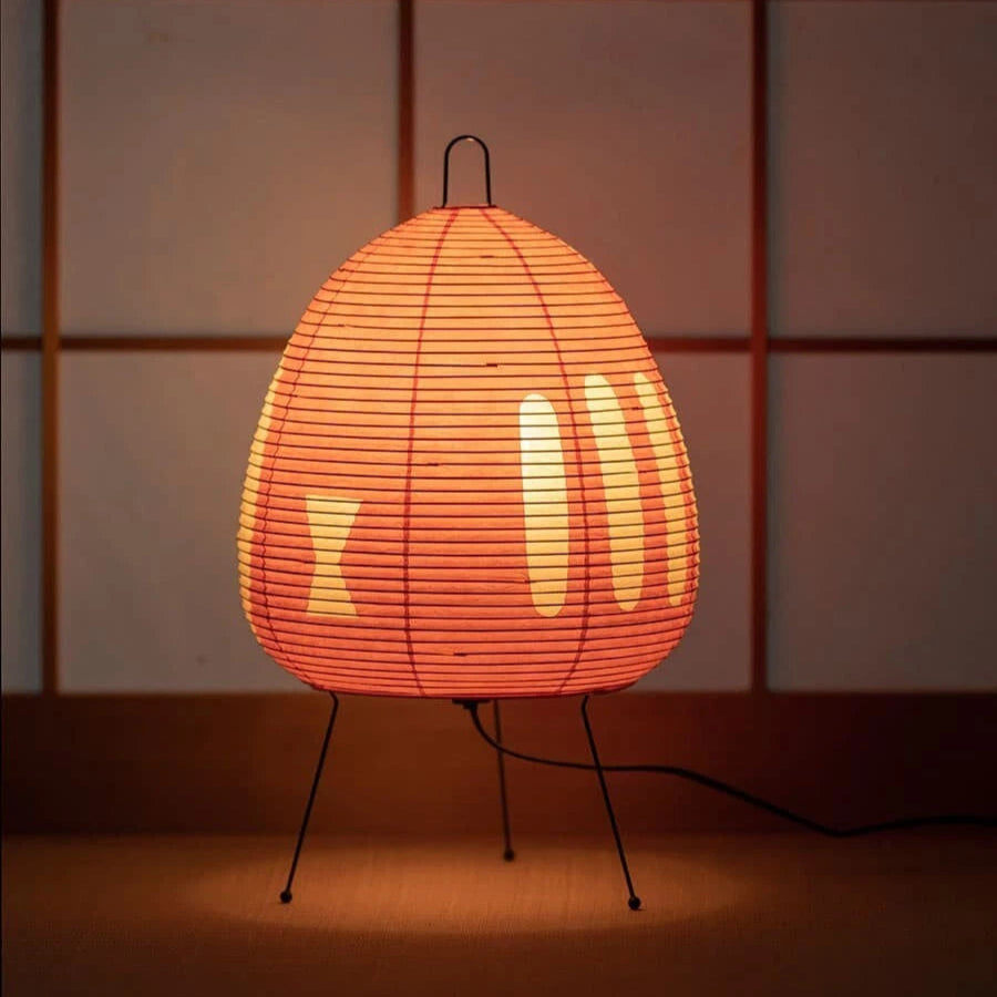 Lampa Stołowa Japońska z Papieru Ryżowego i Żelazną Podstawą – Retro Lampy Stołowe do Salonu i Sypialni 15