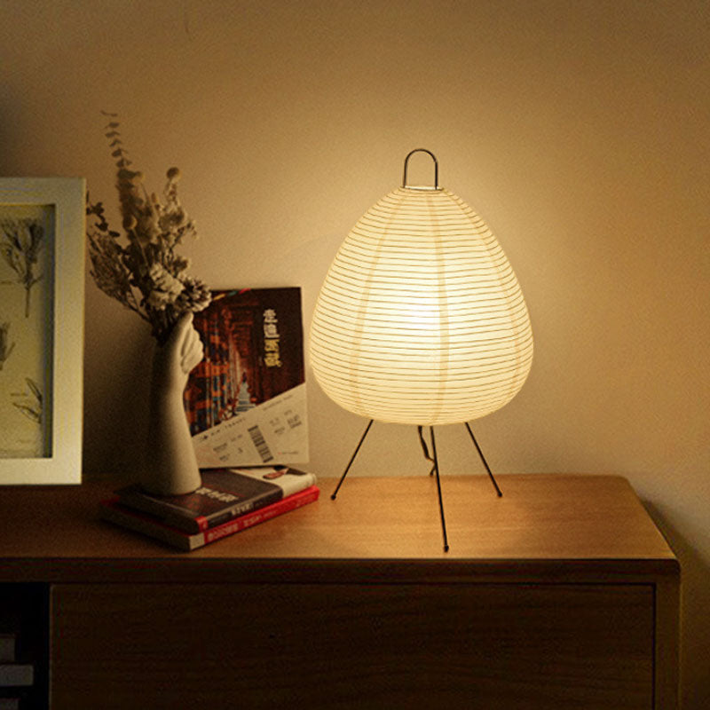 Lampa Stołowa Japońska z Papieru Ryżowego i Żelazną Podstawą – Retro Lampy Stołowe do Salonu i Sypialni 2