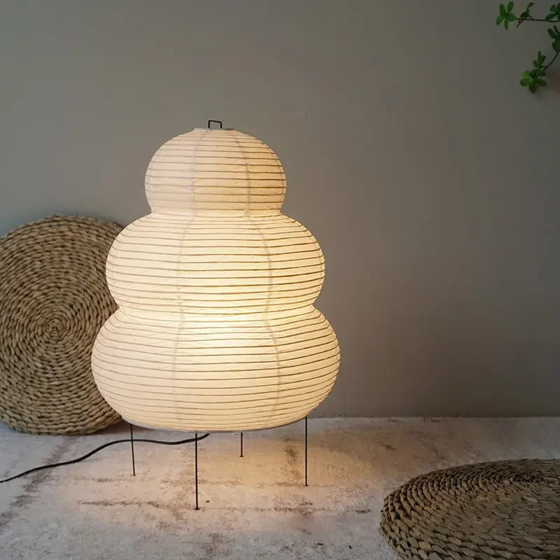 Lampa Stołowa Japońska z Papieru Ryżowego i Żelazną Podstawą – Retro Lampy Stołowe do Salonu i Sypialni 3