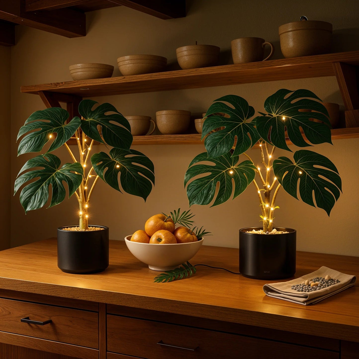 Lampa Stołowa LED Monstera – Zielona Lampa Dekoracyjna do Salonu, Tropikalny Design, 45 cm 2