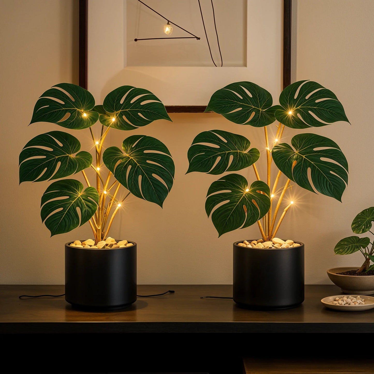 Lampa Stołowa LED Monstera – Zielona Lampa Dekoracyjna do Salonu, Tropikalny Design, 45 cm 6