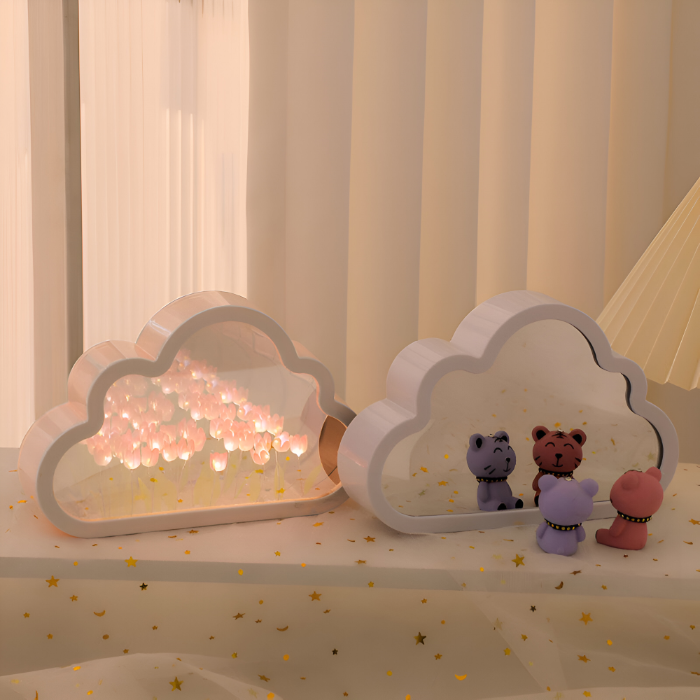 Lampa Stołowa LED Tulip 2 w 1 – Bezprzewodowa Lampka Nocna i Lustro na Baterie do Salonów i Sypialni 2