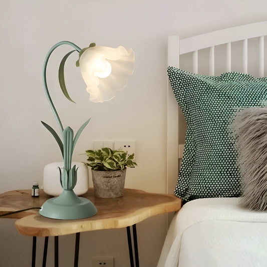 Lampa Stołowa LED w Stylu Francuskim z Kwiatowym Wzorem – Elegancka Lampka do Sypialni i Salonu, 30x50cm 0