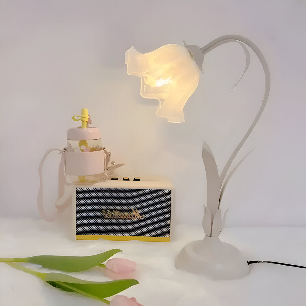 Lampa Stołowa LED w Stylu Francuskim z Kwiatowym Wzorem – Elegancka Lampka do Sypialni i Salonu, 30x50cm 12