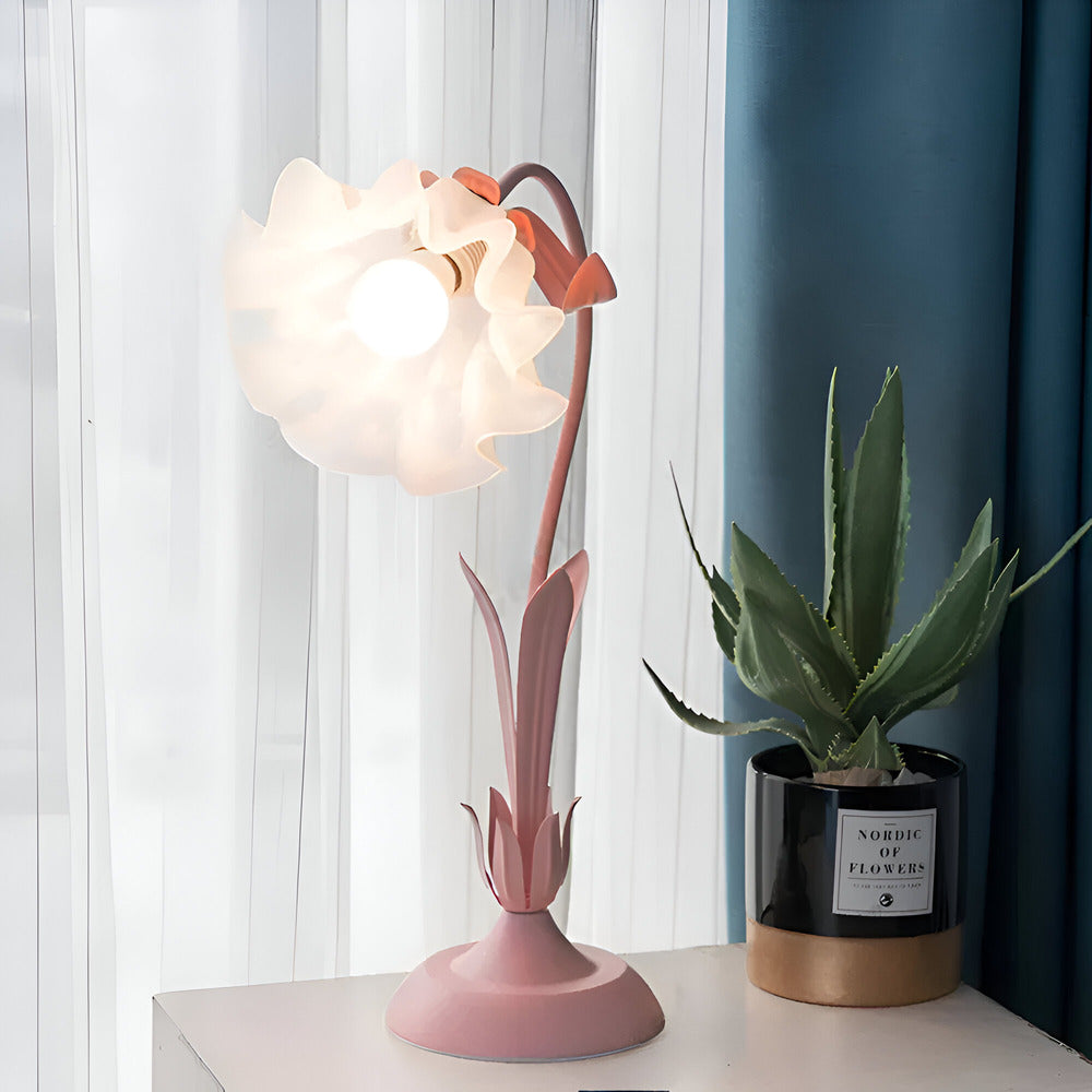 Lampa Stołowa LED w Stylu Francuskim z Kwiatowym Wzorem – Elegancka Lampka do Sypialni i Salonu, 30x50cm 2