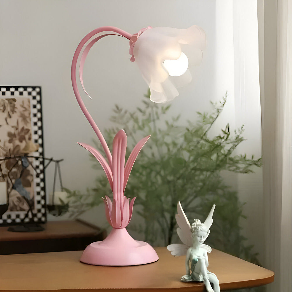 Lampa Stołowa LED w Stylu Francuskim z Kwiatowym Wzorem – Elegancka Lampka do Sypialni i Salonu, 30x50cm 3