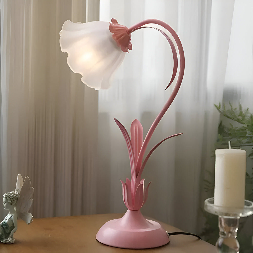 Lampa Stołowa LED w Stylu Francuskim z Kwiatowym Wzorem – Elegancka Lampka do Sypialni i Salonu, 30x50cm 5