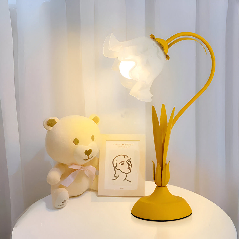 Lampa Stołowa LED w Stylu Francuskim z Kwiatowym Wzorem – Elegancka Lampka do Sypialni i Salonu, 30x50cm 9