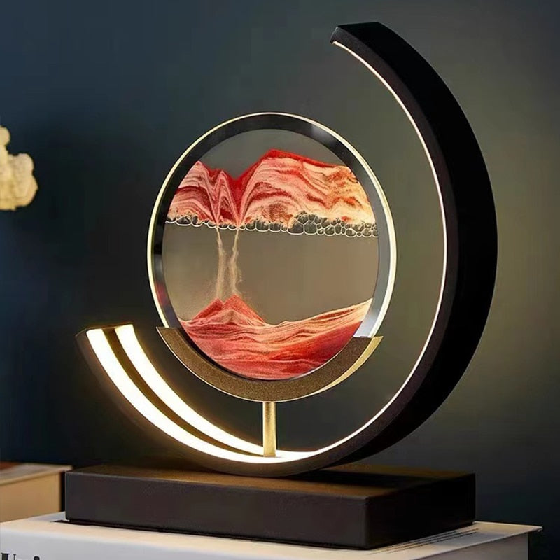Lampa Stołowa LED z Piaskiem – Unikalny Efekt 3D, Nowoczesny Design do Salonu, Przyjazne dla Oczu Światło 4