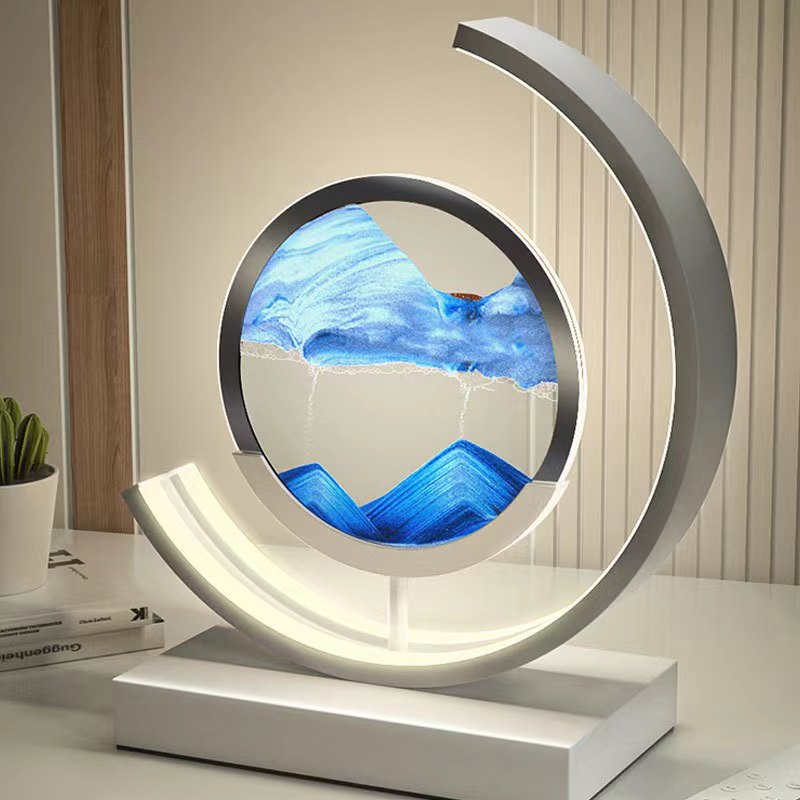 Lampa Stołowa LED z Piaskiem – Unikalny Efekt 3D, Nowoczesny Design do Salonu, Przyjazne dla Oczu Światło 7