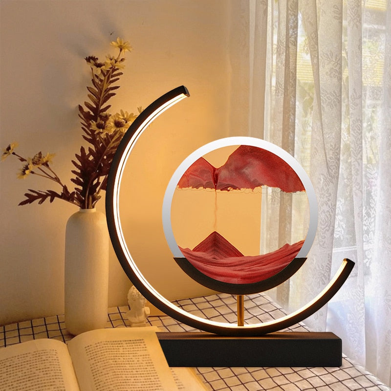 Lampa Stołowa LED z Piaskiem – Unikalny Efekt 3D, Nowoczesny Design do Salonu, Przyjazne dla Oczu Światło 8