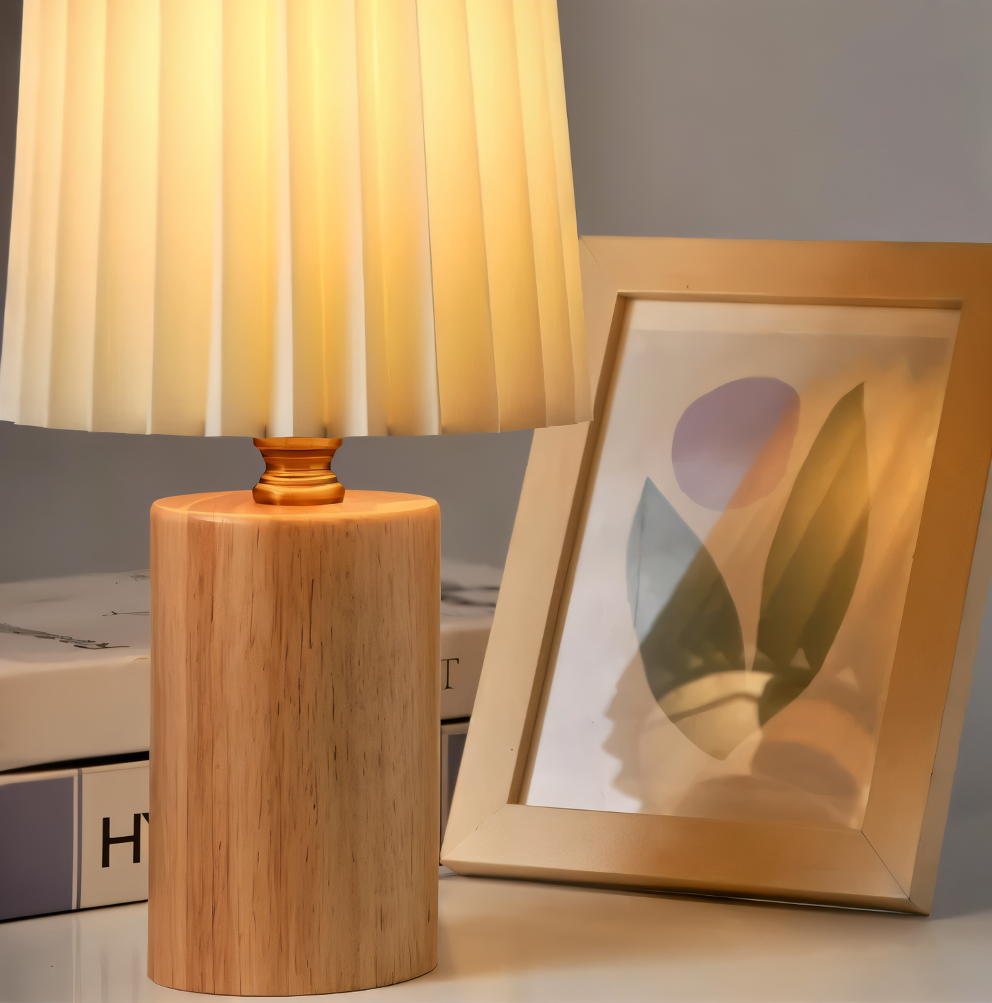 Lampa Stołowa ScandiChic z Drewna LED, Ciepłe Światło, Nowoczesny Design do Salonów i Sypialni 3