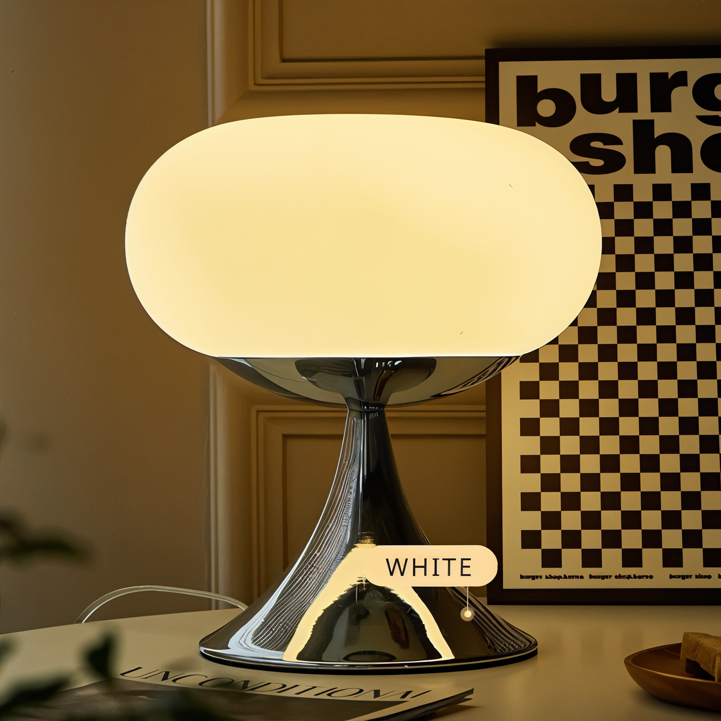 Lampa Stołowa Szklana LED w Kształcie Jabłka – Nowoczesna Lampa do Salonów, Przytulne Światło 6