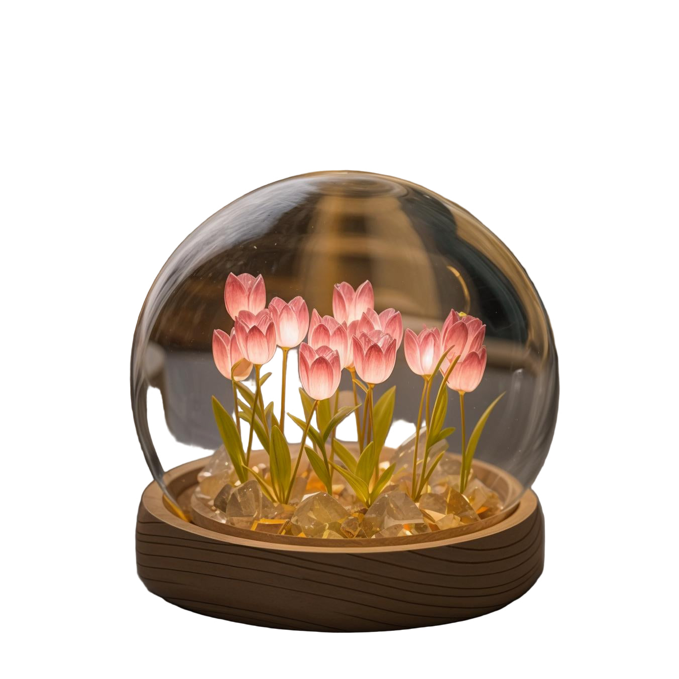 Lampa Stołowa Szklana LED z Tulipanami – Elegancka Lampa Stołowa do Salonów, Nowoczesny Design, Energooszczędna 2