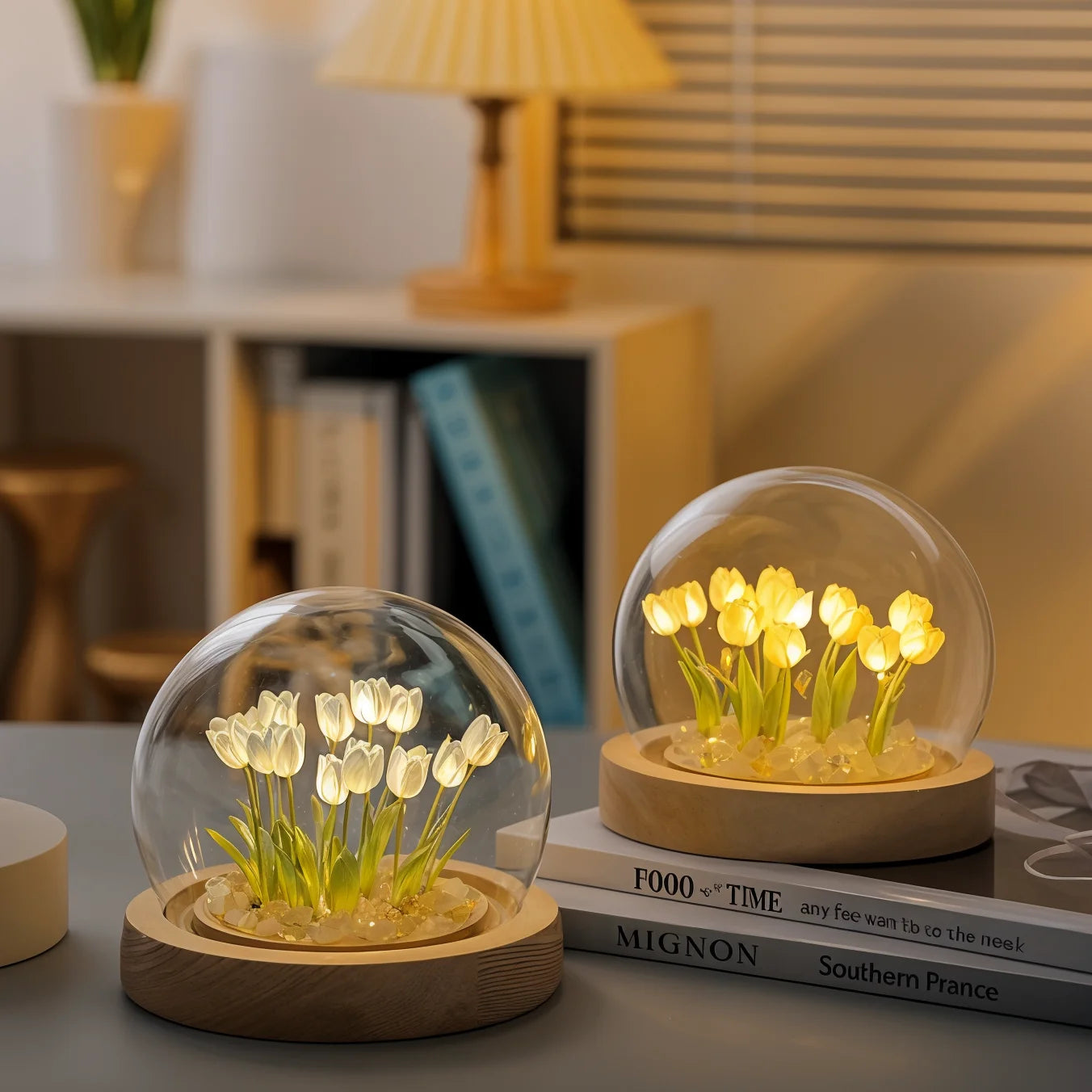 Lampa Stołowa Szklana LED z Tulipanami – Elegancka Lampa Stołowa do Salonów, Nowoczesny Design, Energooszczędna 5