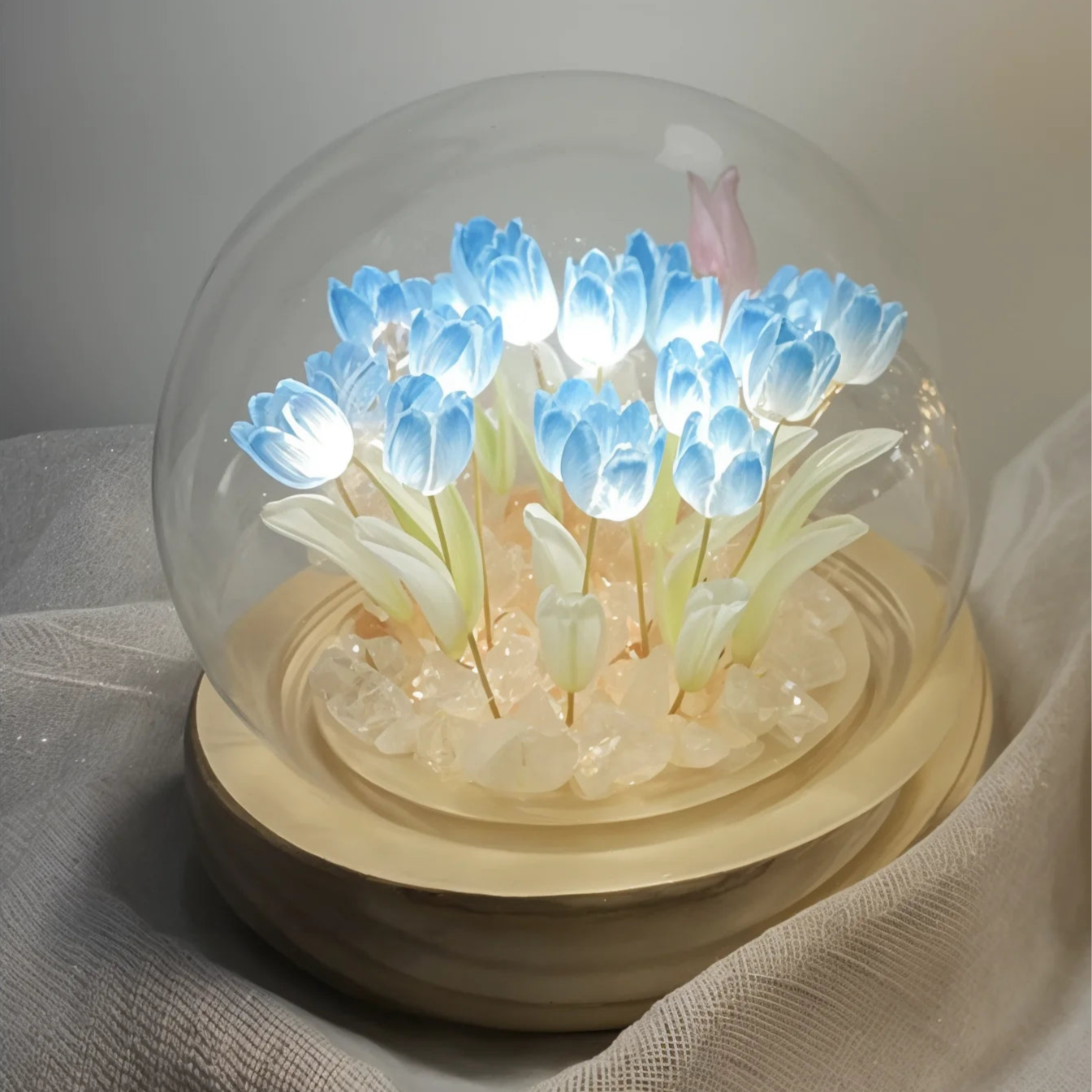 Lampa Stołowa Szklana LED z Tulipanami – Elegancka Lampa Stołowa do Salonów, Nowoczesny Design, Energooszczędna 6
