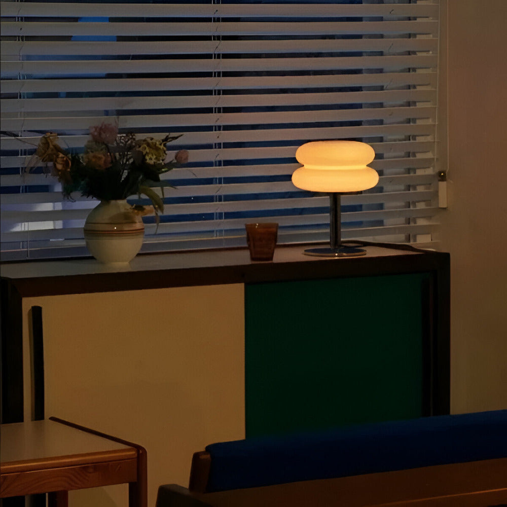 Lampa Stołowa Szklana Macaron – Elegancka Lampa do Salonu z Regulowanym Oświetleniem E27, Kolorowa 12W 4