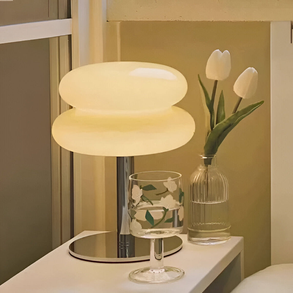Lampa Stołowa Szklana Macaron – Elegancka Lampa do Salonu z Regulowanym Oświetleniem E27, Kolorowa 12W 5