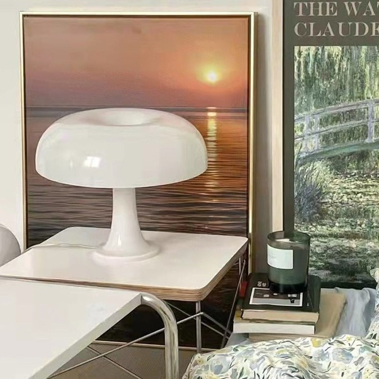Lampa Stołowa Szklana w Kształcie Grzyba – Elegancki Design do Salonu, Przytulne Światło, 10W, USB, 30x20 cm 7