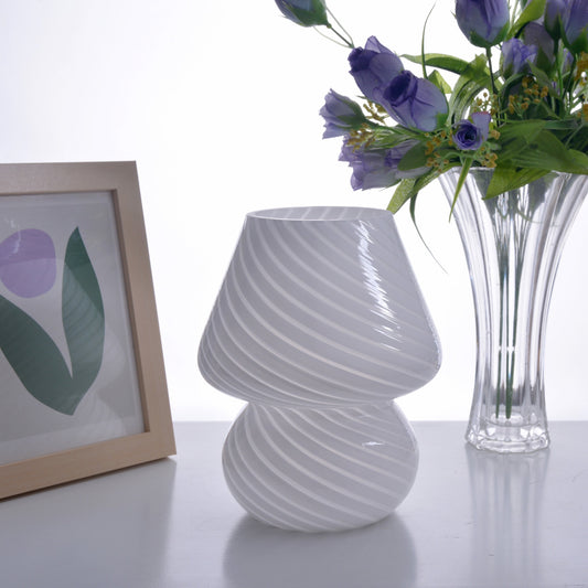 Lampa Stołowa Szklana w Kształcie Grzyba – Retro Lampy Stołowe do Salonu i Sypialni z Regulowanym Oświetleniem 0