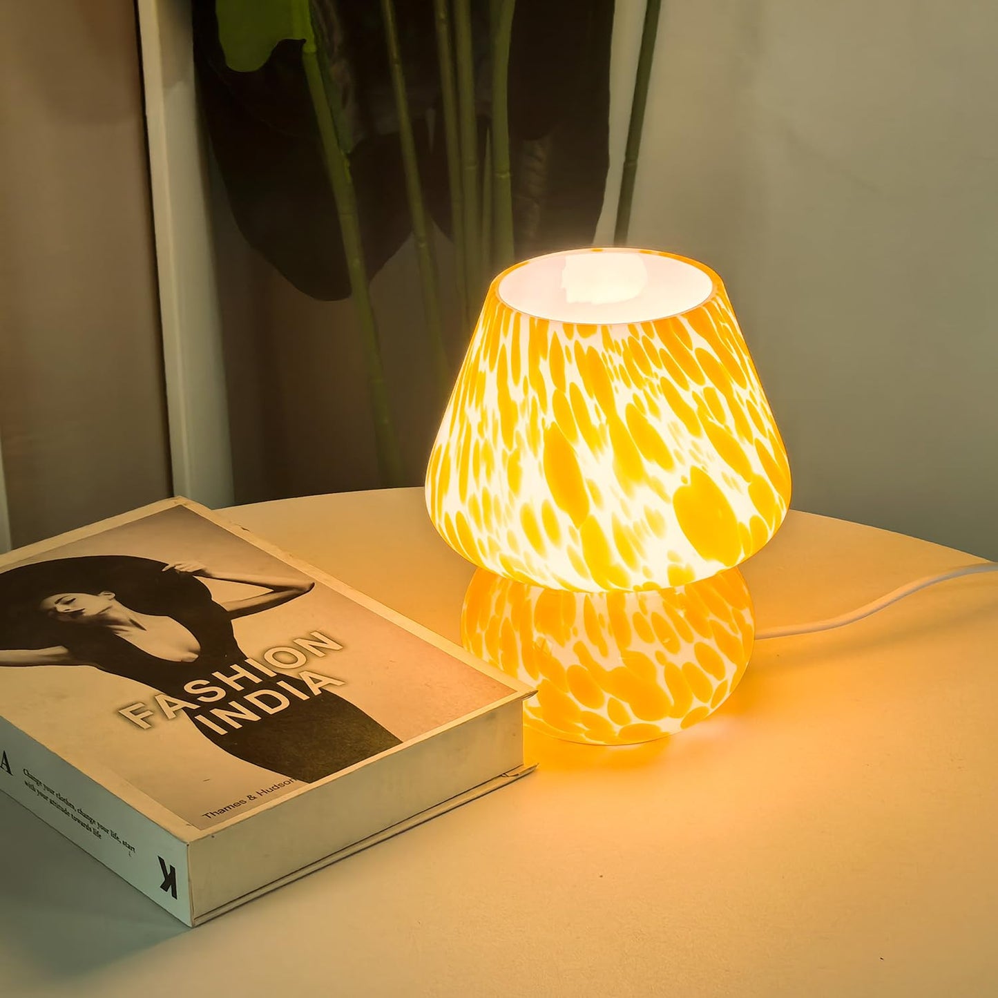 Lampa Stołowa Szklana w Kształcie Grzyba – Retro Lampy Stołowe do Salonu i Sypialni z Regulowanym Oświetleniem 4