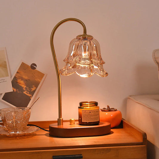 Lampa Stołowa Szklana w Kształcie Kwiatu – Stylowa Lampa Stołowa do Salonu, Elegancki Element Dekoracyjny 0