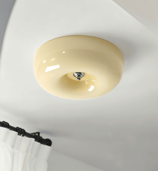 Lampa Sufitowa Donut z Białego Szkła – Nowoczesna Lampa Sufitowa do Salonów i Sypialni, LED, Minimalistyczny Design 1