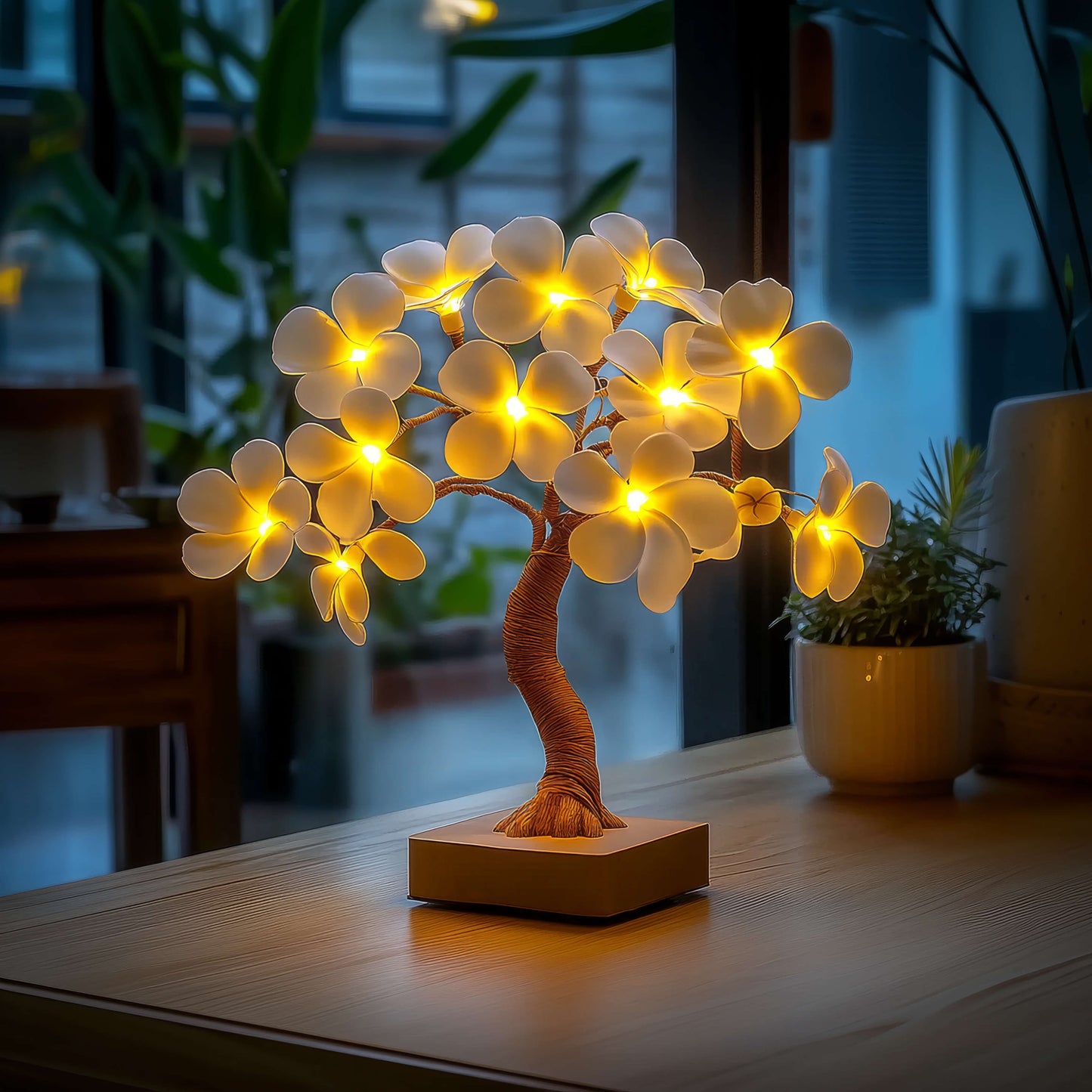Lampa Sufitowa LED Plumeria z 24 Kwiatami – Ciepłe Światło do Salonu i Sypialni, Tropikalny Design 4
