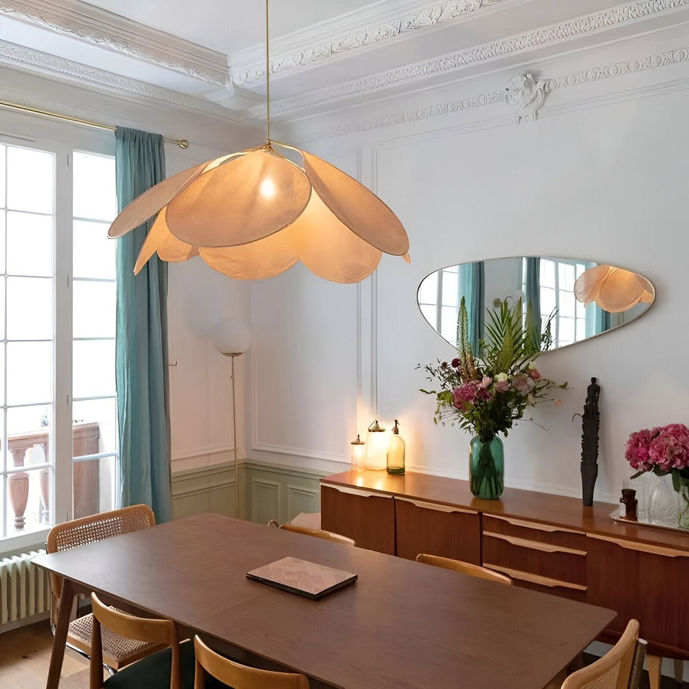 Lampa Wisząca FloryVint z Kwiatowym Wzorem – Elegancka Lampa do Salonu i Nad Stół, Tekstylna, Ciepłe Światło 8