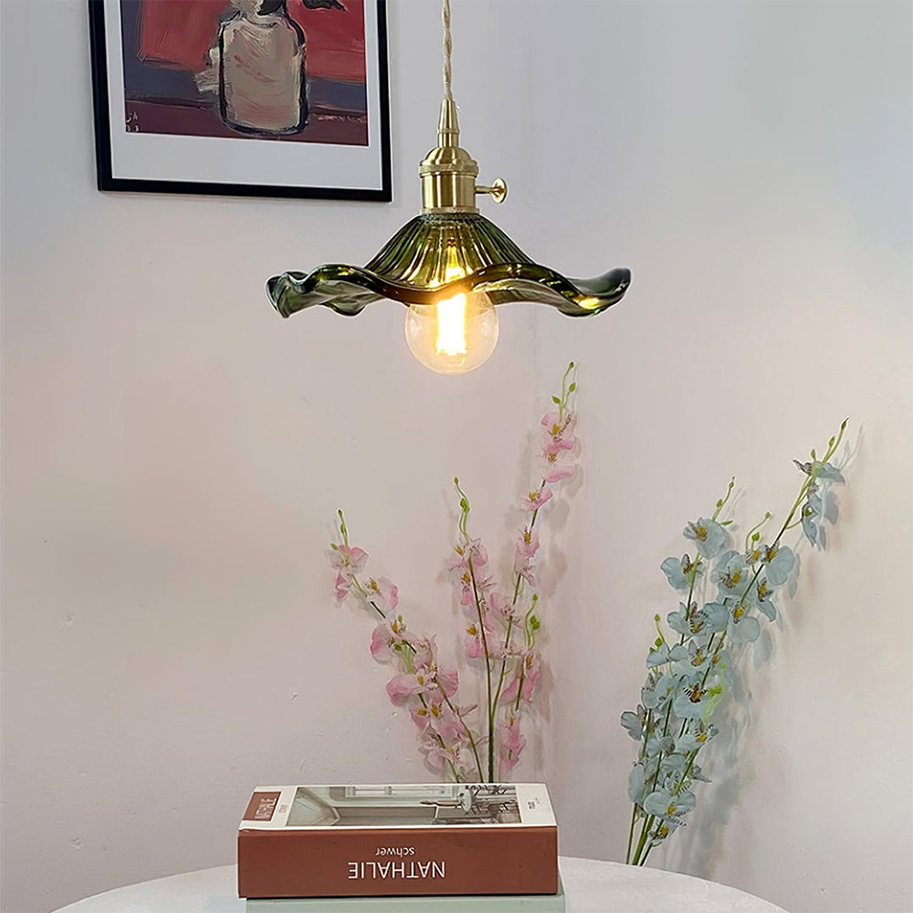 Lampa Wisząca Kwiatowa ze Szkła do Salonu – Regulowana Długość, Eleganckie Oświetlenie do Salonów, Jadalni i Przedpokoi 4