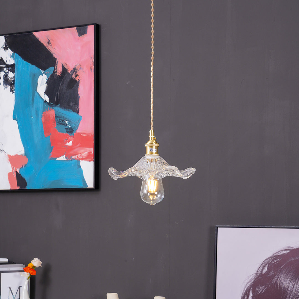 Lampa Wisząca Kwiatowa ze Szkła do Salonu – Regulowana Długość, Eleganckie Oświetlenie do Salonów, Jadalni i Przedpokoi 8