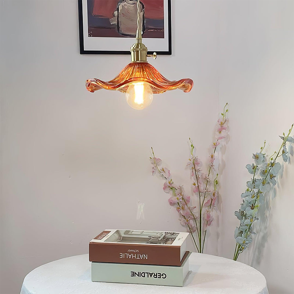 Lampa Wisząca Kwiatowa ze Szkła do Salonu – Regulowana Długość, Eleganckie Oświetlenie do Salonów, Jadalni i Przedpokoi 9